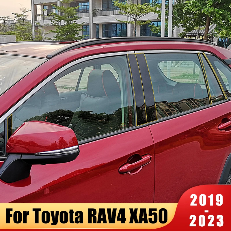 

Для Toyota RAV4 2019 2020 2021 2022 2023 RAV 4 XA50 оконная отделка поликарбонатная пленка центральный столб B + C столбик покрытия наклейки Стайлинг автомобиля