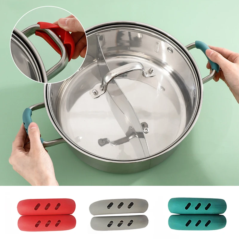 

2pcs Oven Grip Anti-hot Pot Clip Kitchen Pot Handle Insulated Handle Silicone Casserole Ear Pan Pot Holder Kitchen Accessories