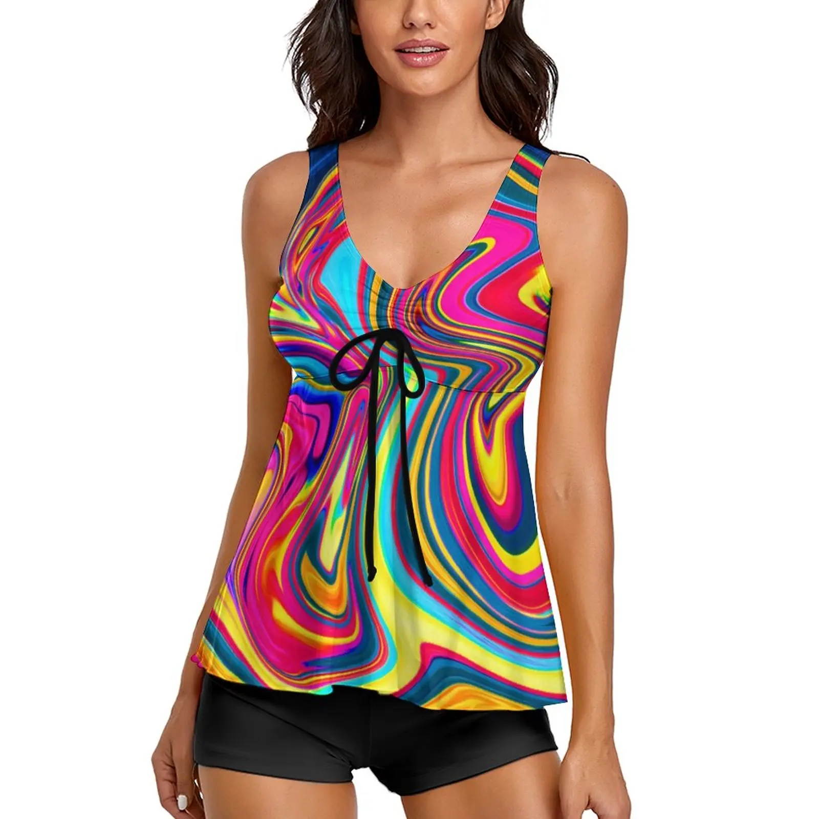 

Hippie Tie Dye Swimsuit Rainbow Abstract Tankini Swimwear 2 Piece Graphic Swimsuits Sexy Surfing Fashion Beachwear Birthday Gift
