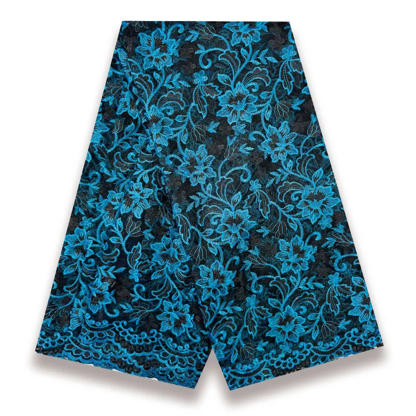 Синяя кружевная сетчатая ткань Kingtrend