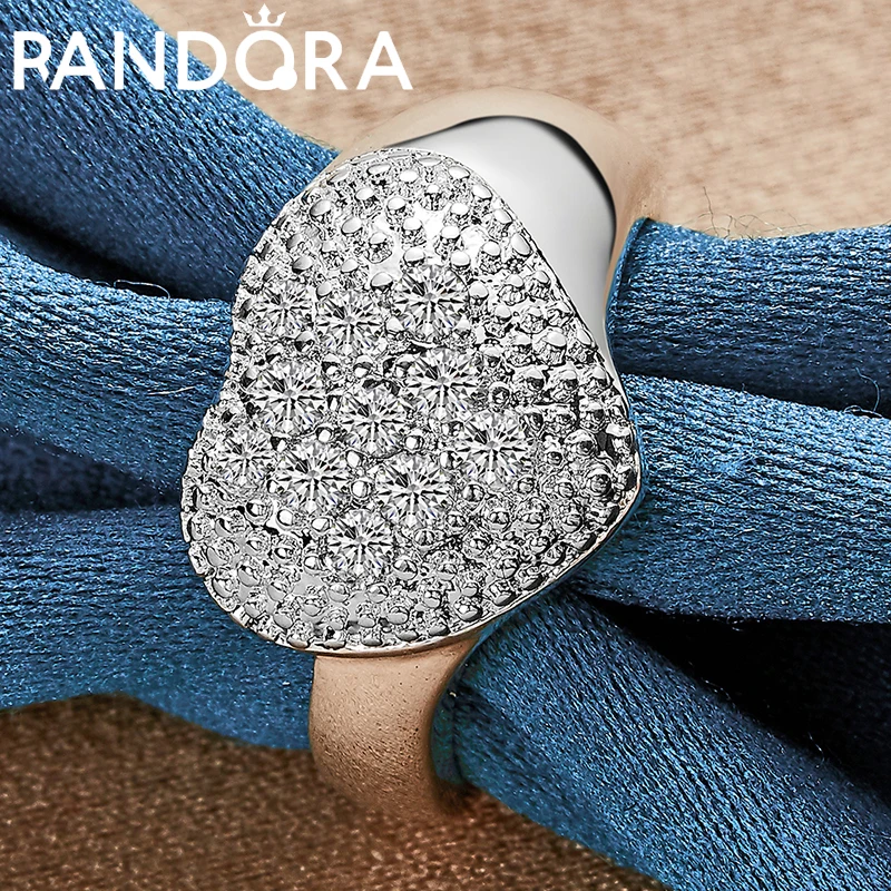 

RAIVDQRA 925 Silver Color Heart Crystal Zircon Ring For Women Fashion Jewelry Charm Accessories Engagement Gift