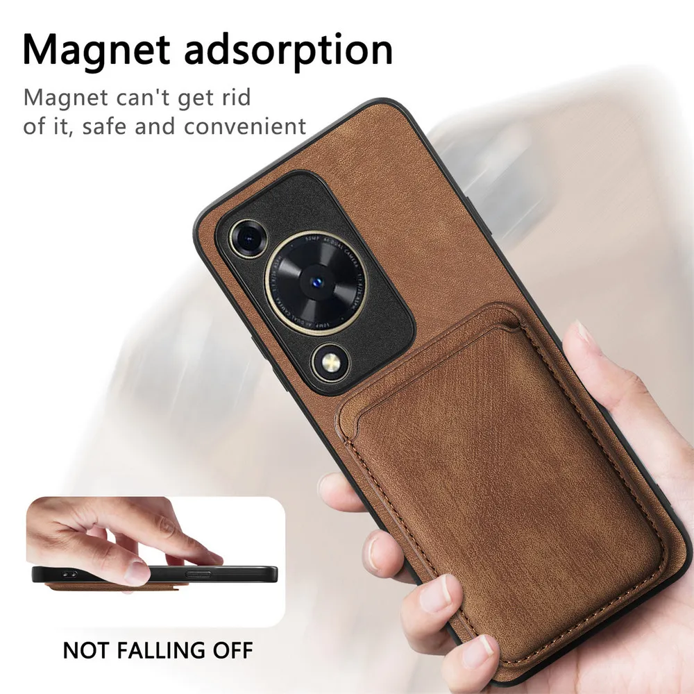 Роскошный чехол для Huawei Nova Y72 2024 съемный 2 в 1 Magsafe Leaher Card Etui Задняя крышка NovaY72 Y 72 Funda