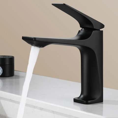 Смеситель для раковины в ванной комнате с латунным сердечником, современный смеситель для умывальника с одной ручкой на столешнице, смеситель для горячей и холодной воды, бытовой