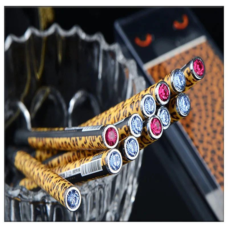 

12-144 Pcs New Classic Fur Series Leopard Diamond Neutral Pen 0.38mm Korean Student Writing Signature Pen Office Stationery