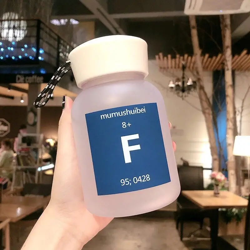 

600ml Plastic Water Bottle Creative Frosted Portable Rope Travel Water Bottle Handy Cup Drink Bottle Clearance Sale Items