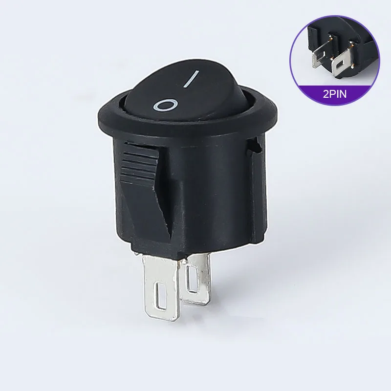 5Pcs 20mm Diameter Round Rocker Switches Black Mini White Red 2 Pin ON-OFF Switch KCD1-105 |