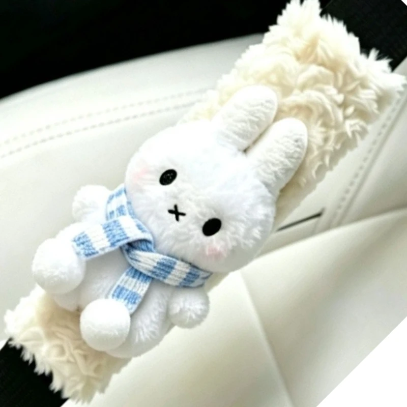 Фото Мультяшный плюшевый чехол на ремень безопасности автомобиля Miffy, универсальный, с защитой от истирания, стильный, новый, модный, практичный, простой. №5