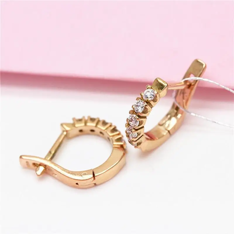 

Women's Russian Purple Gold Earrings Delicate Mosaic Zircon Thickened Fashion Elegant Classic Ear Clip Ear Studs Gift Fashion