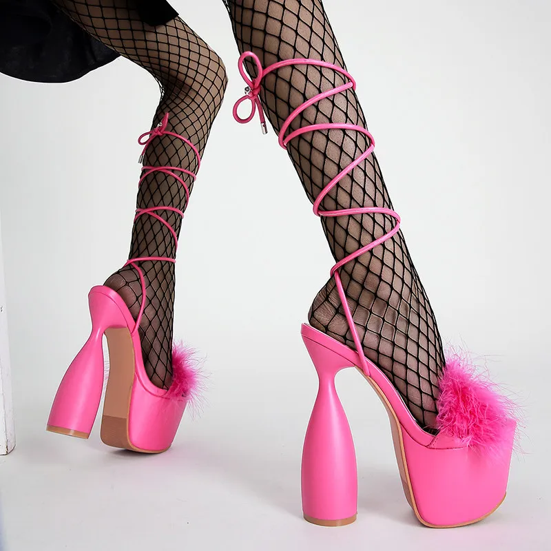 Сандалии женские на ультратонком каблуке 14 см шлепанцы для трансвестита