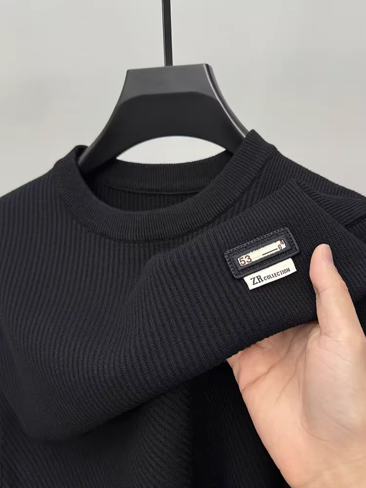  Мужской трикотажный свитер  Круглый воротник два поддельных осенних Высокий