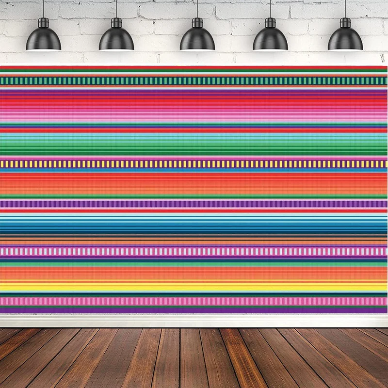 

Color Fiesta Theme Party Stripes Photography Backdrop Cinco De Mayo Mexican Festival Background Cactus Banner Table Decor Poster