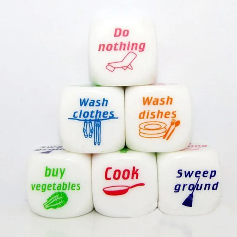 

6Pc/set Funny Couples Families Housework Distribution Party Drink Decider Dice Game Cheap Stuff for Teens Under Wholesale