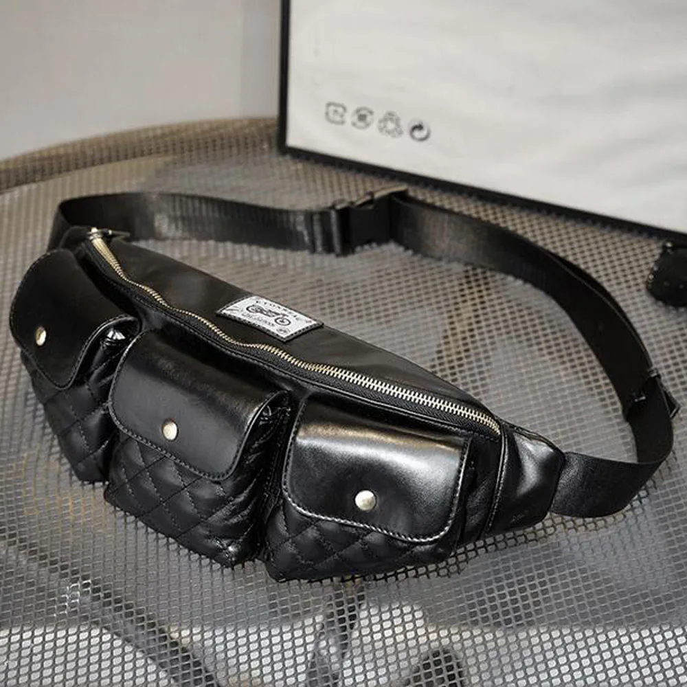 quality Unisex leather hip fanny belt package shoulder bag single cross body bags men PU leather bum waist bags chest Bag