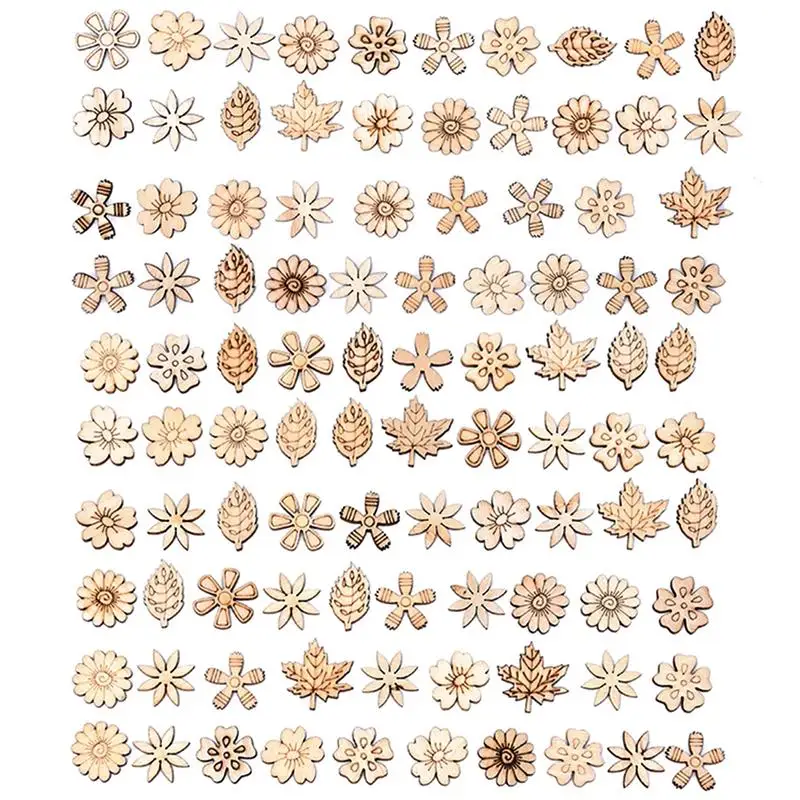 

100 шт., деревянные Мини-вырезы в виде листьев