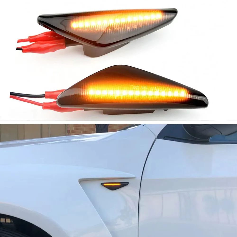 

2x Dynamic Side Marker LED Turn Signal Flowing Water Blinker For BMW X3 F25 X5 E70 X6 E71 E72 2007 2008-2013 2014 Flashing Light