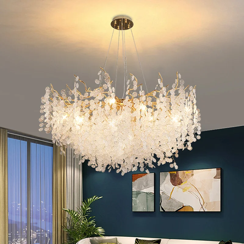 Modern Luxury Chandeliers Lighting Gold Hanging Lamp Glass Idoor Home Decor Pendant Lamp for Living Room Dining Table Bedroom G9