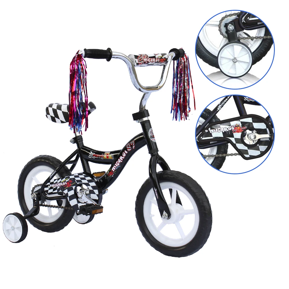 

12 In. Wheel for 2-4 Years Old with Coaster Brake Boys and Girls, Black and White