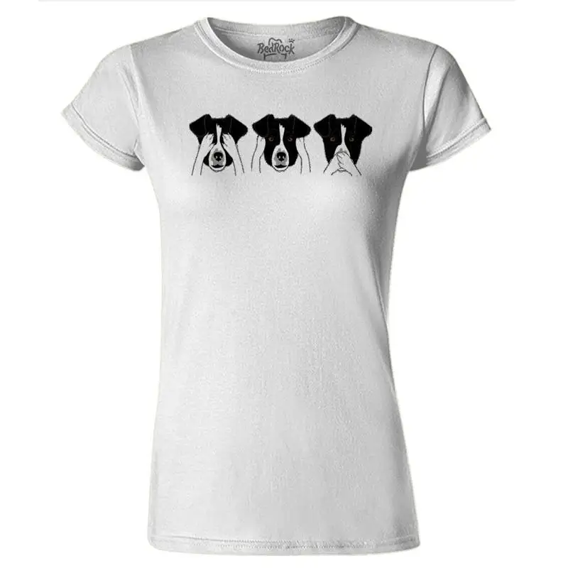 Фото Женская забавная футболка See No Evil Hear No Evil Speak No Evil Dog Pet Pooch Hound №1