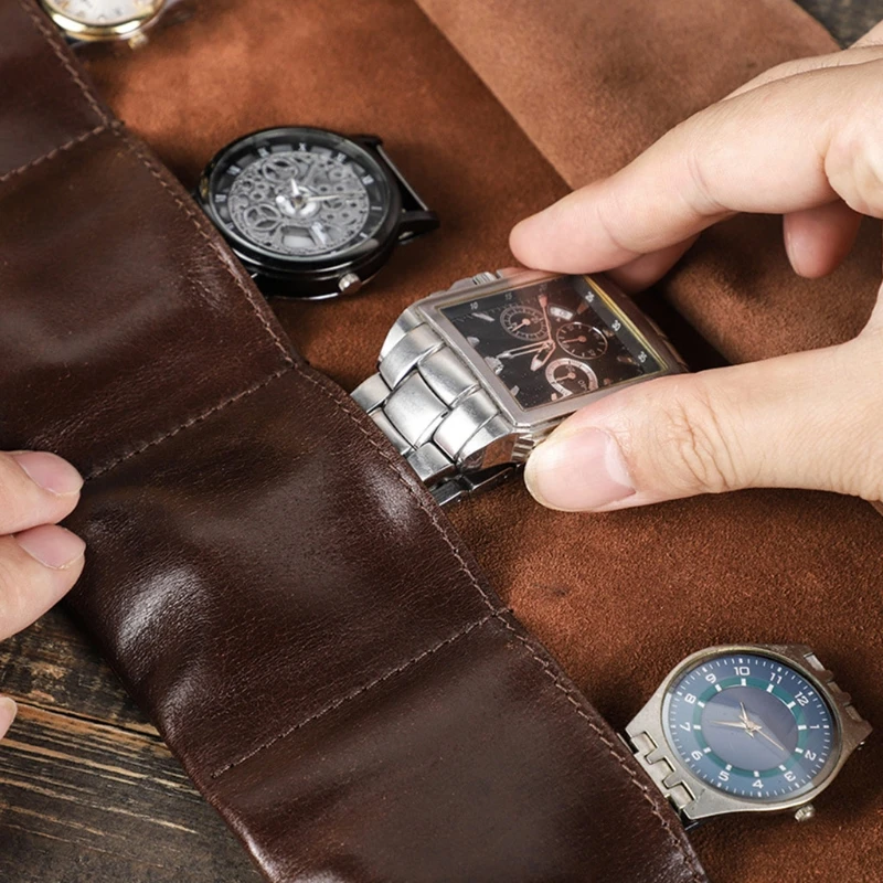 Футляр для хранения часов в рулоне Дорожный Кожаный Органайзер защитный чехол