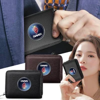 car styling leather zipper wallet driver license business card organizer pouch for saab 9 3 93 9 5 9 3 900 9000 95 scania sweden