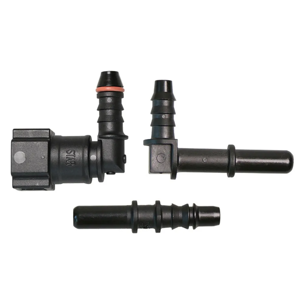 

1 Set Fuel Line Hose Pipe Coupler Quick Release Connector Elbow Black Nylon 7.89mm ID6 Universal Auto Accessories