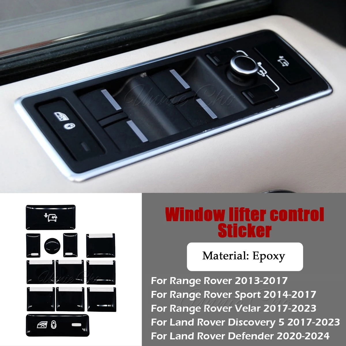 

Наклейка с кнопкой управления стеклоподъемником для Range Rover Vogue Sport Velar Key, улучшенная отделка для Land Rover Discovery 5 Defender