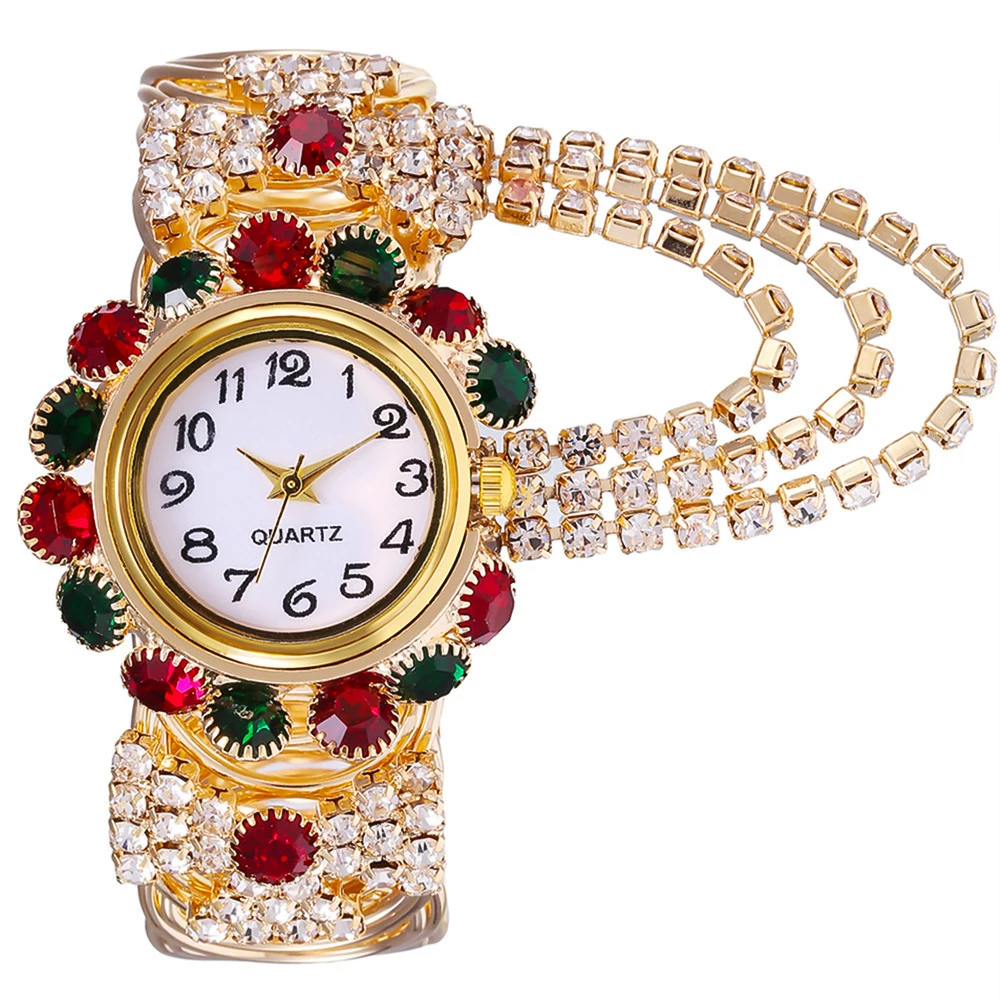 

Multicolor Luxury Fashion Bracelet Watch for Women With Crystal Analog Ladies Quartz Wristwatches Female Dress Gift Clock