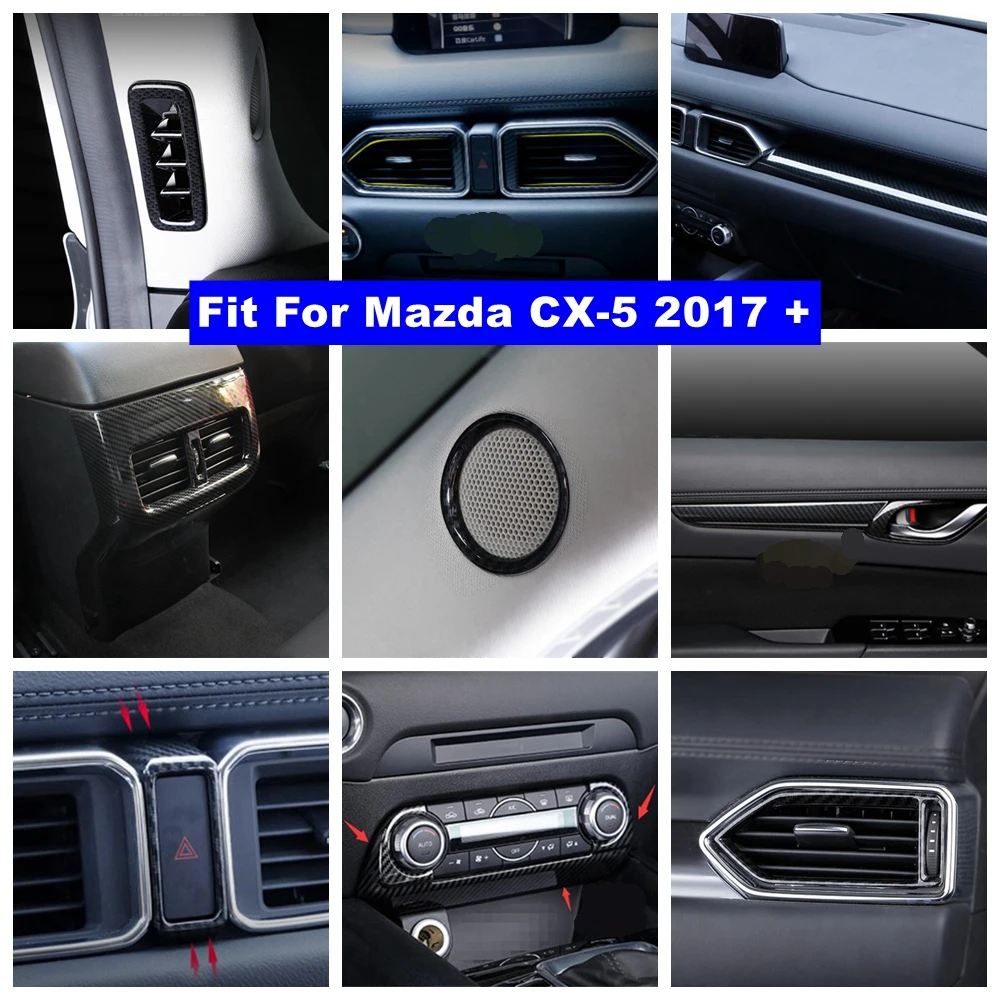 

Pillar A Speaker Armrest Box Central Control Stripes Cover Trim For Mazda CX-5 CX5 2017 - 2022 Carbon Fiber Interior Accessories