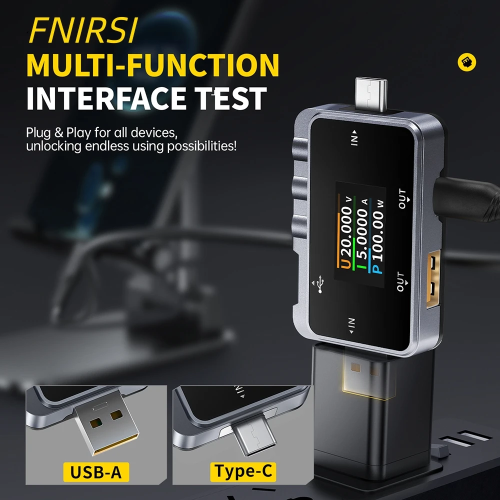 Фото FNIRSI FNAC-28 6.5A 24V 156W 2-в-1 USB-тестер Type-C с цифровым экраном 1.06 дюйма, вольтметр, измеритель тока и мощности, тестер зарядных кабелей №1