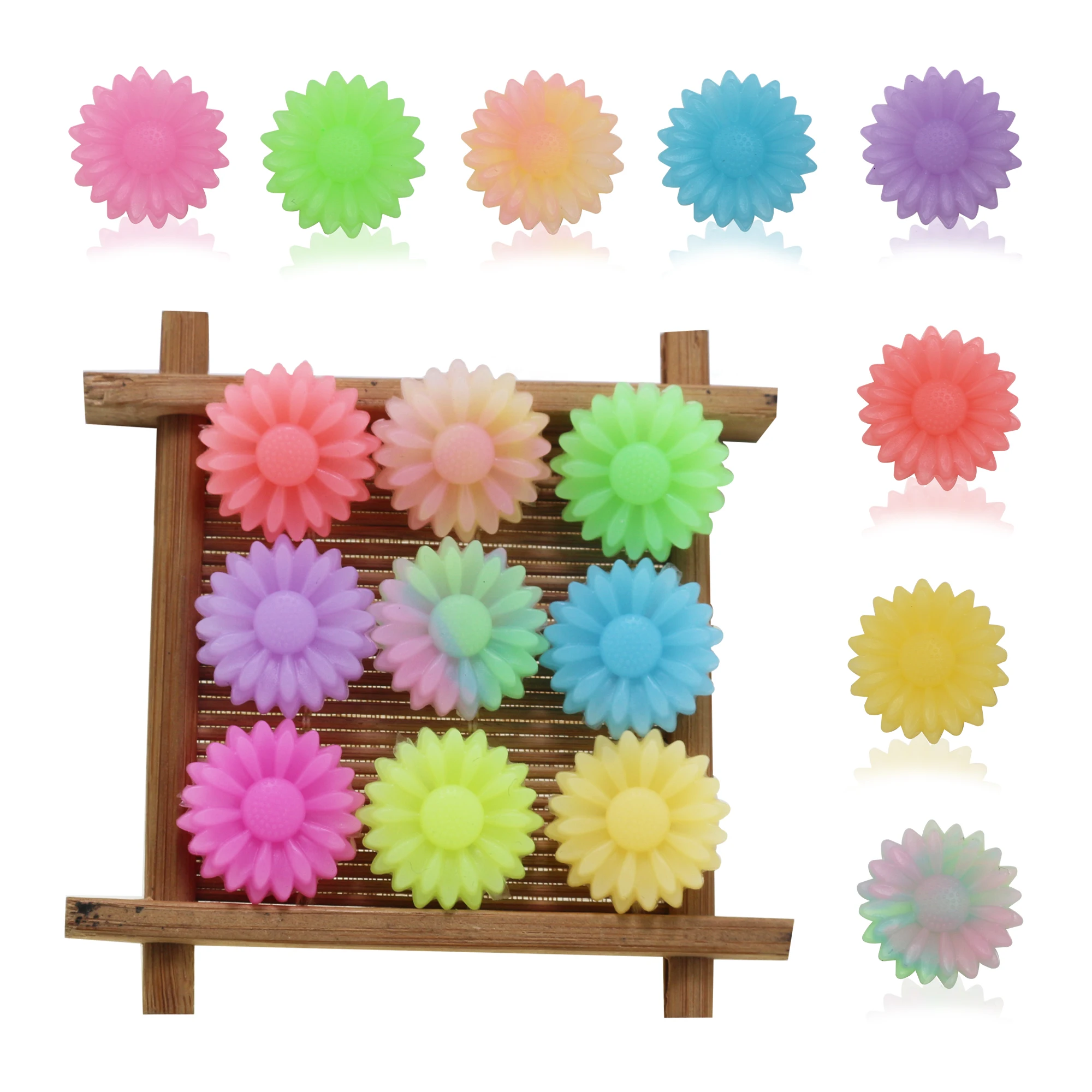 

100 шт., радужные силиконовые шарики в виде подсолнуха, маргаритки 22 мм