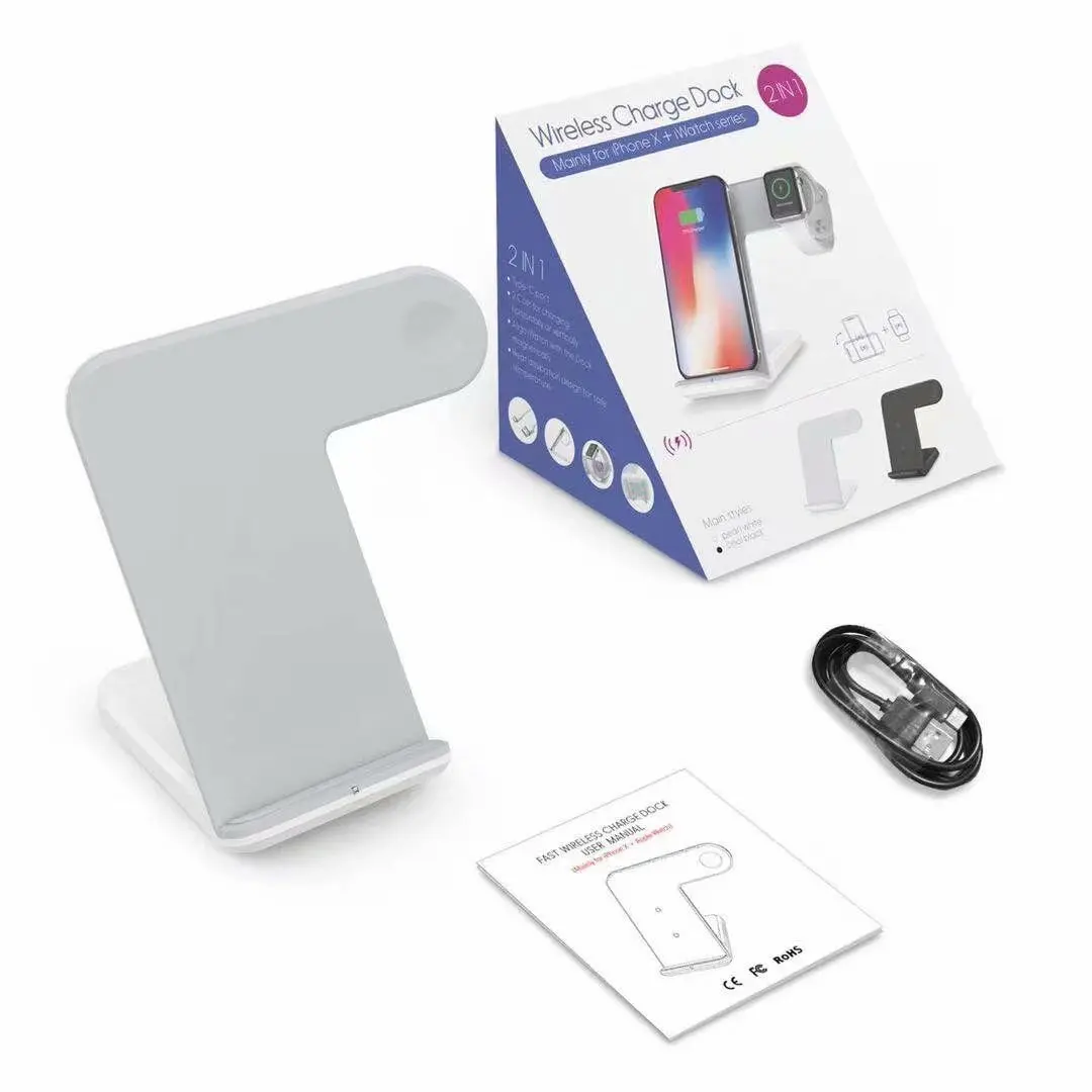 

Suitable for Apple mobile phone watch wireless charging bracket Qi standard fast charge two-in-one Android general direct sales