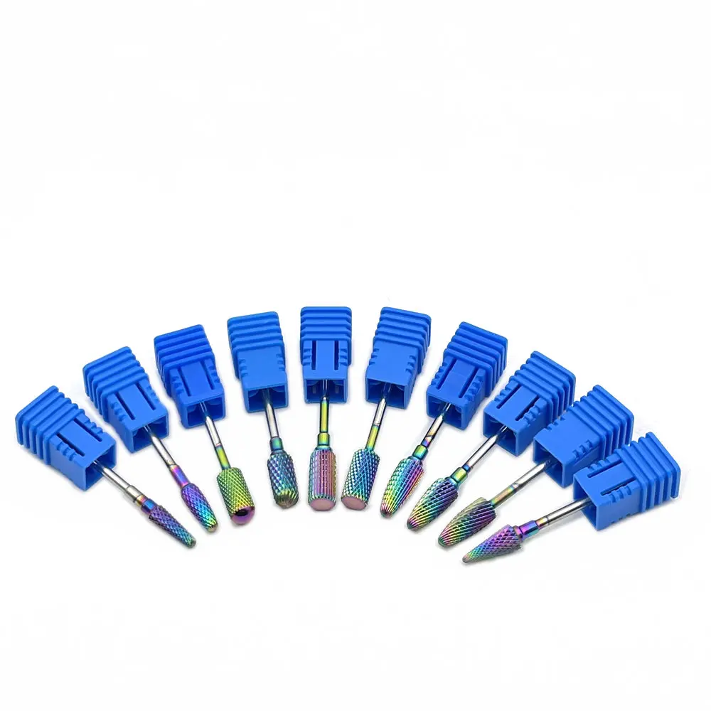 

1pc Blue/Rainbow Nano Coating Nail Drill Bit Tungsten Carbide Cutter Polisher Pedicure Tools 2.35mm Shank Nail Bits