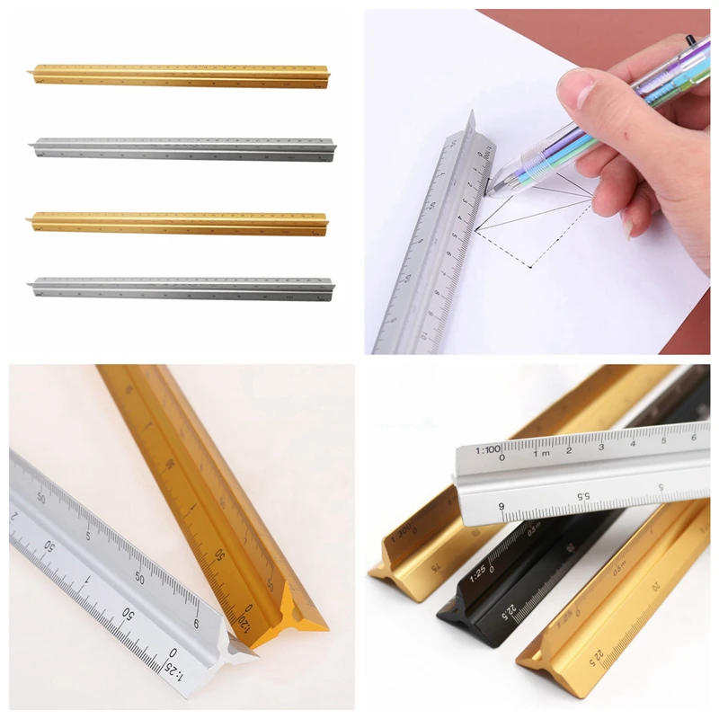 

Architect Scale Ruler 30cm Aluminium Alloy Professional-GradeTriangular Drafting Ruler for Architect Civil Drawing Accessories