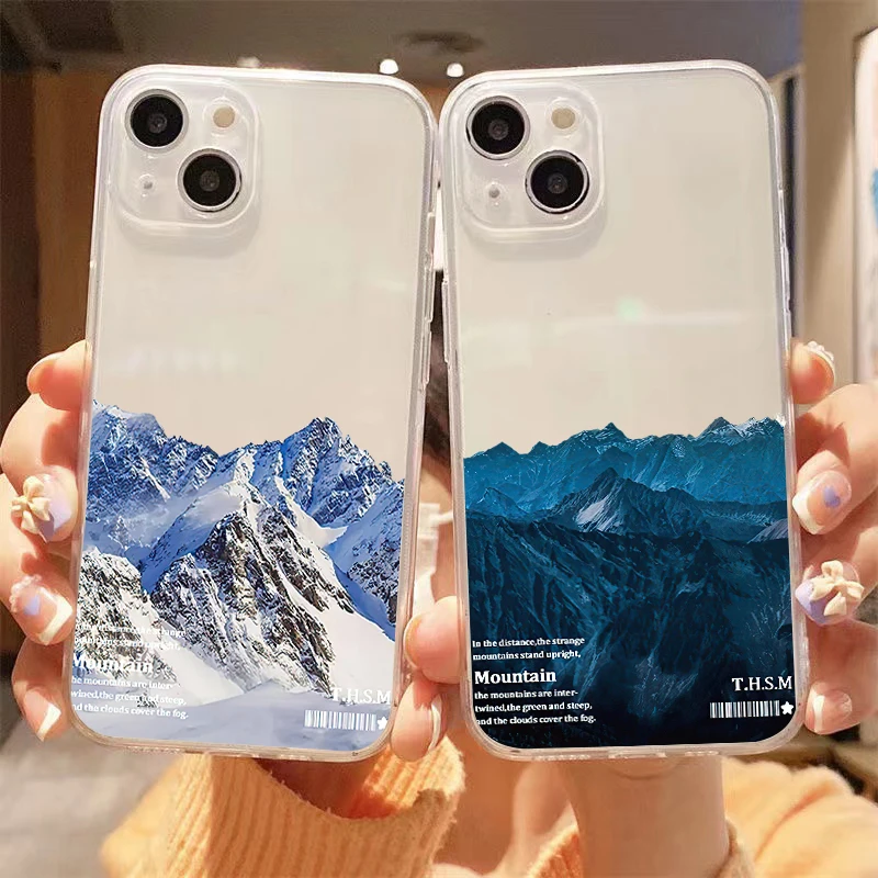 

Snow Mountain Landscape For Apple iPhone 13 12 11 Pro Max Mini X XR XS Max SE 6 6S 7 8 Plus Clear Phone Case Full Protection