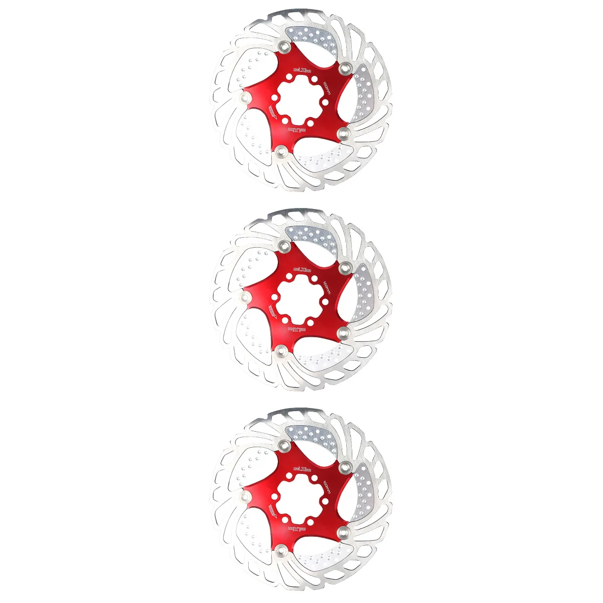 

3pcs Disc Brake Rotor 6-Bolt Bike Rotor Bike Accessory Fit for Road Bike Mountain Bike MTB BMX (Red)