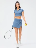 tennis skirt female short skirts crop top t shirts tenni sets breathable tenis skort 2 in 1 womens skirt set workout fitness