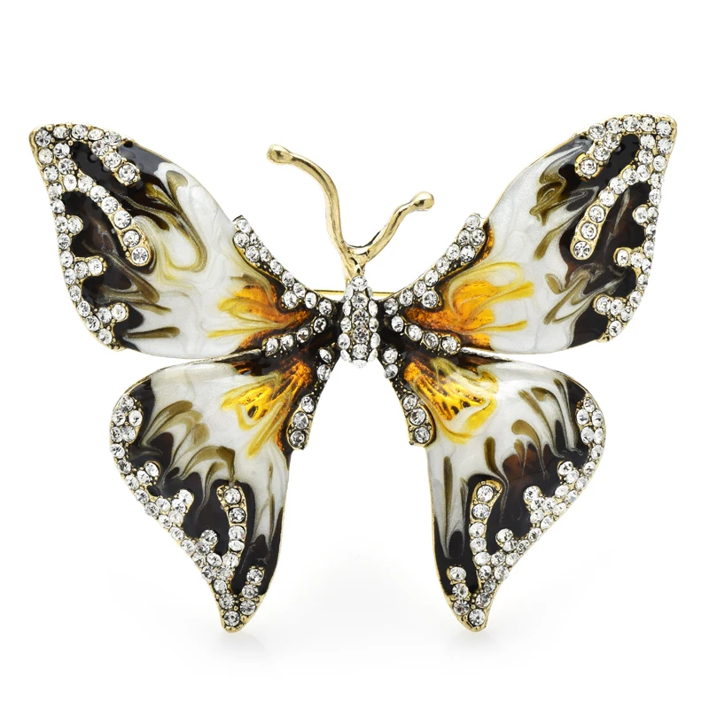 

Wuli&baby Enamel Butterfly Brooches For Women Unisex Flying Beautiful Rhinestone Insects Party Office Brooch Pin Gifts