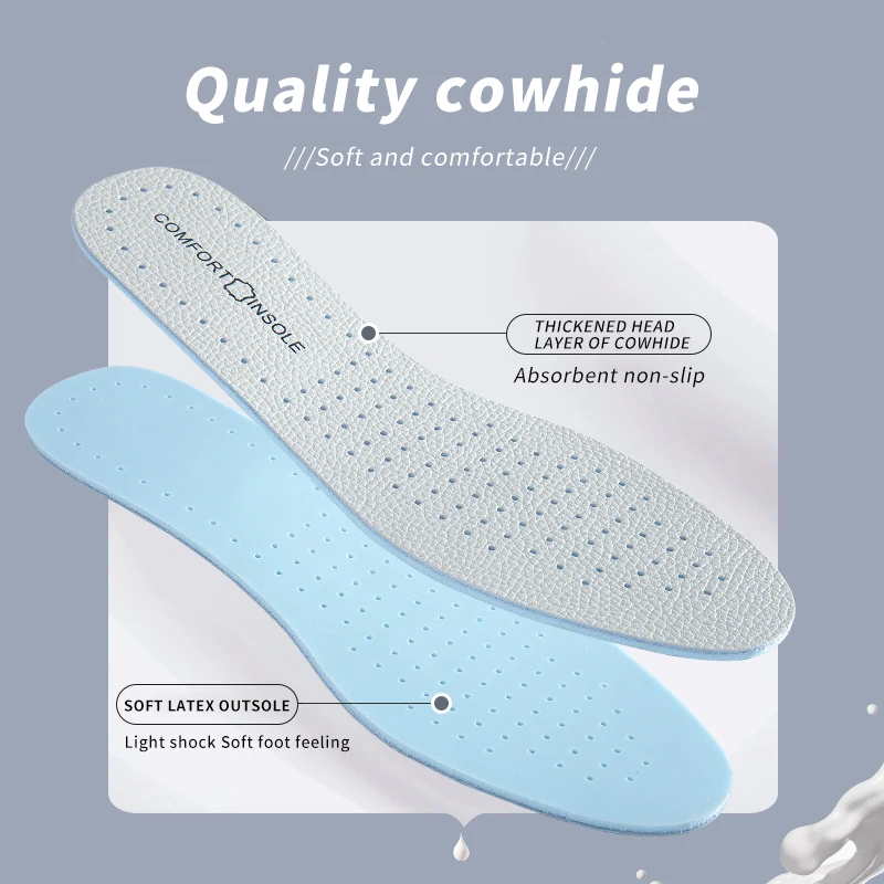 New Latex Insoles For Feet Deodorizing Absorbent Sweat Shoes Pad Soft Elastic Breathable Running Sneakers Cushion for Men Women