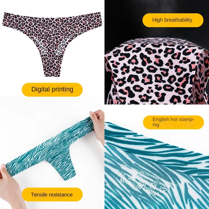 6PCS Women's underwear Thong Sports traceless T pants Low waist summer sexy large size 4XL ice Silk thong underpants