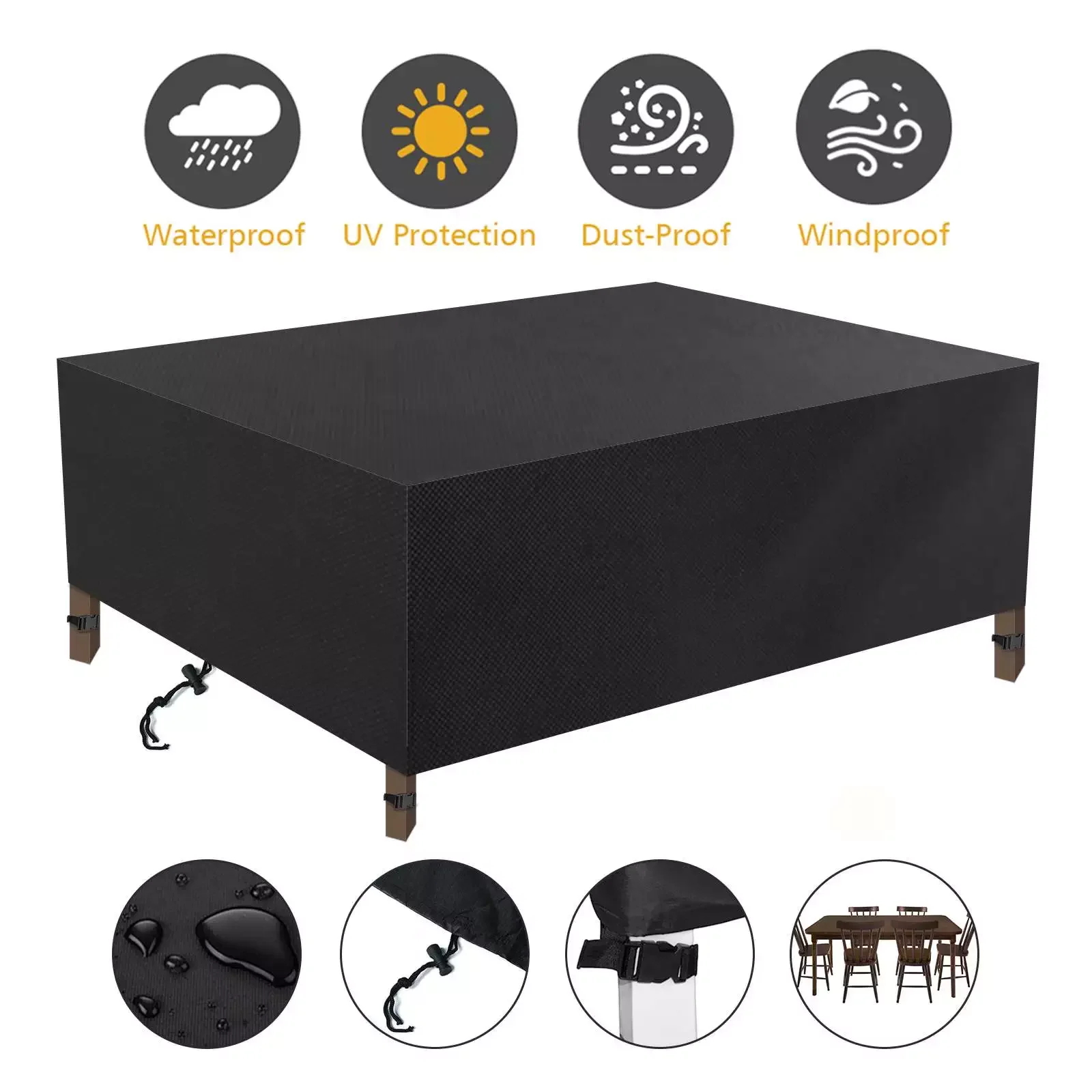 

420D Waterproof Garden Furniture Cover Outdoor Dustproof for Patio Sofa Table Chairs Bench Rain Snow Dustproof Protective Cover