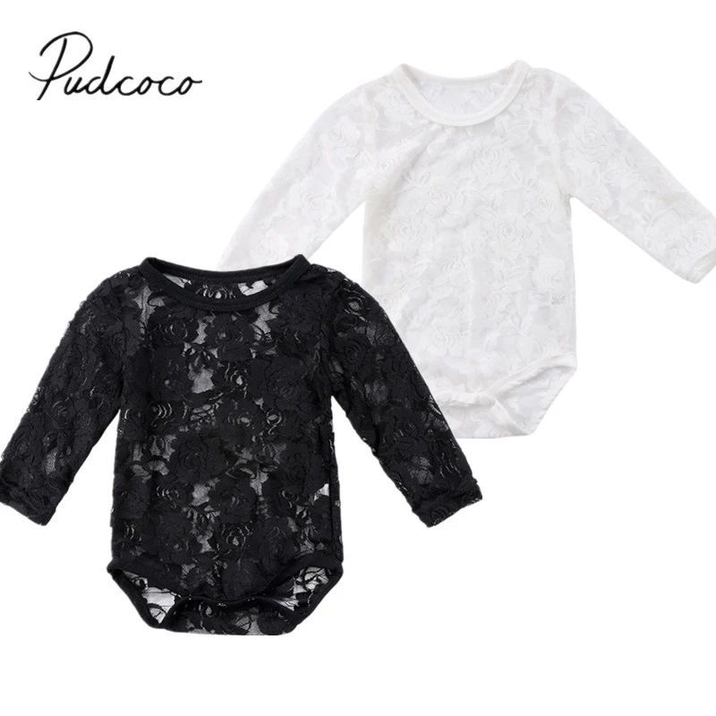 

Pudcoco Romper 0-18M 2022 Brand Newborn Toddler Infant Baby Girls Summer Lace Jumpsuit Solid Playsuit Long Sleeve Clothes