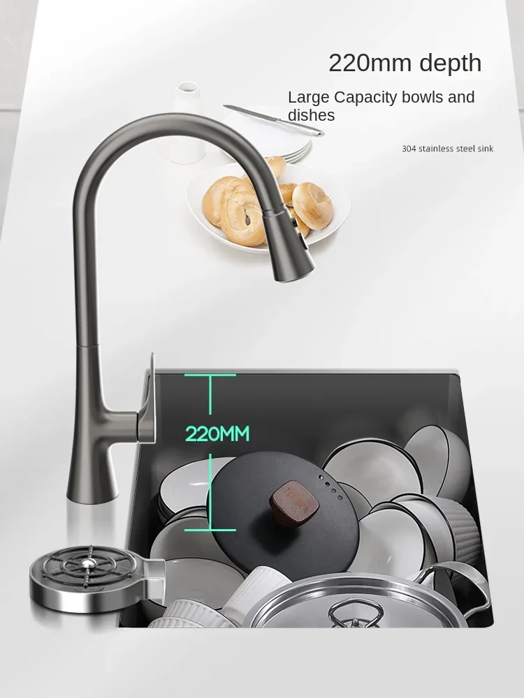 Кухонная мойка с пистолетом серая нано-раковина из нержавеющей стали