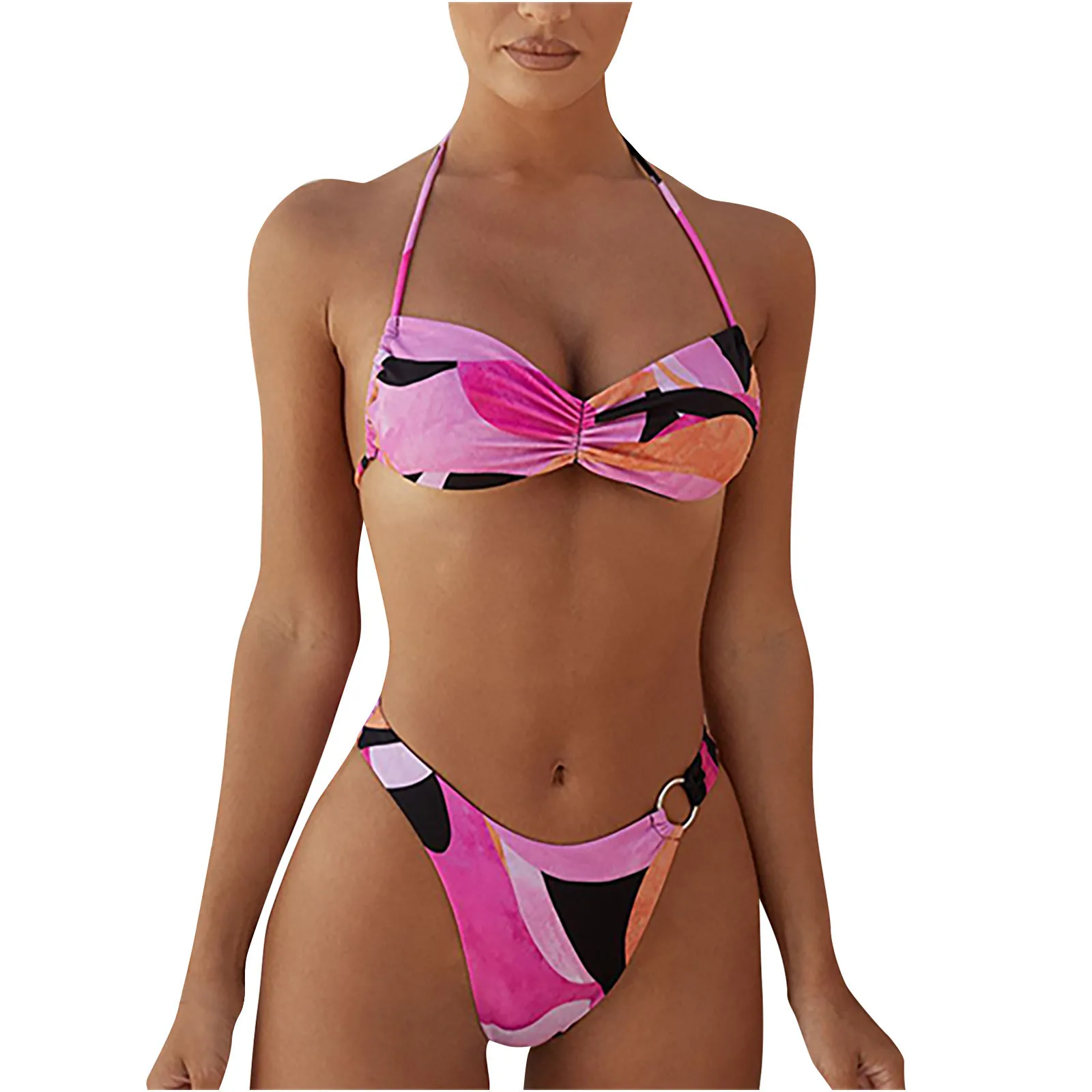 

Women's Bandage Halter Color Swimsuit Swimwear Sexy Beachwear Split Set Swimwears Tankinis Set Swimwears brazilian panties