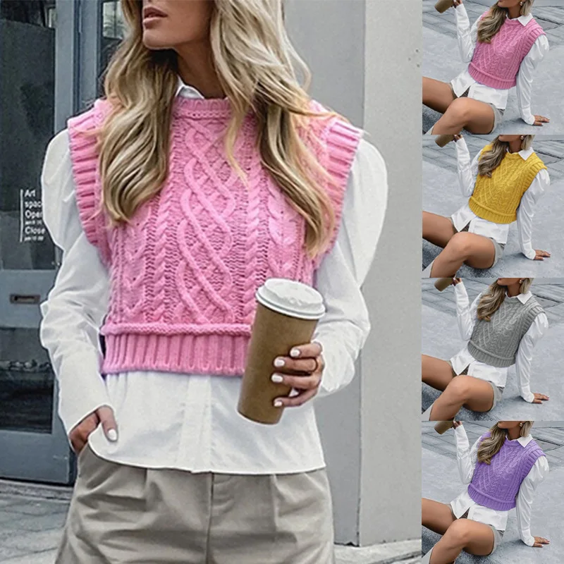 

Autumn Winter Striped Knitted Sweater Vest Women 2022 Korean Style Fashion Oversize Pullover Female Vintage Sweaters Clothing