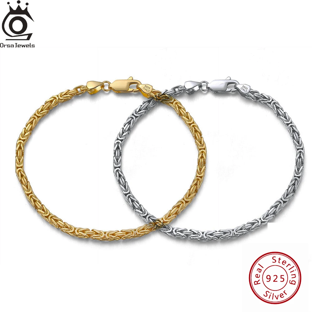 ORSA JEWELS Византийский браслет-цепочка 2 5 мм цвет: золото серебро 925 браслет для