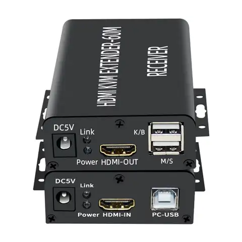 HDMI-совместимый квм-удлинитель 60 м через Cat5/6 Ethernet-кабель 1080P USB аудио-видео конвертер для телефона
