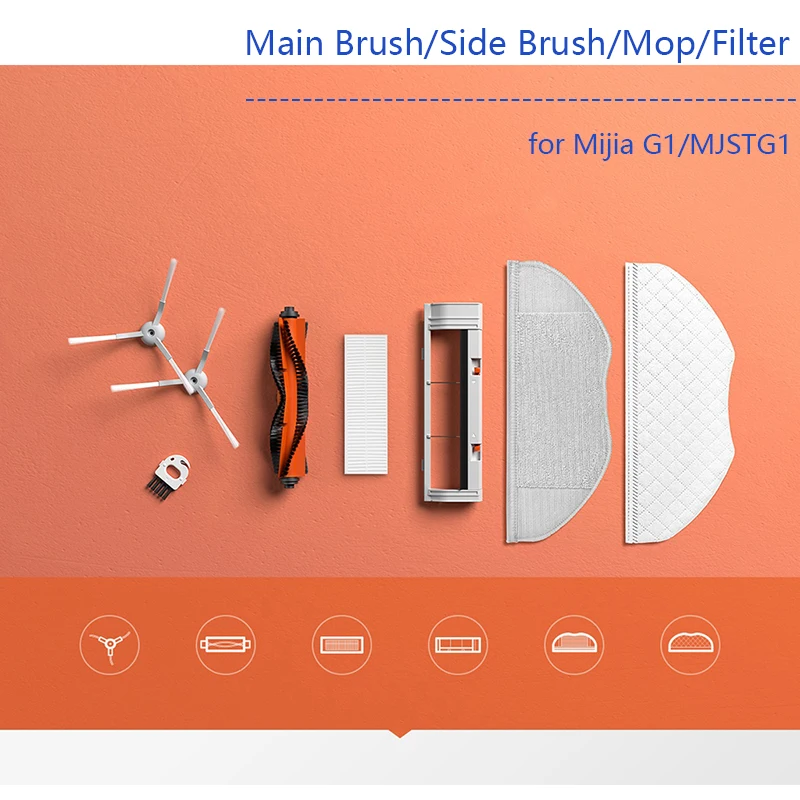 

Original Main Brush for XIAOMI MIJIA G1 MJSTG1 Mi Robot Vacuum-Mop Essential Side Brush Hepa Filter Mop Cloth Replacement
