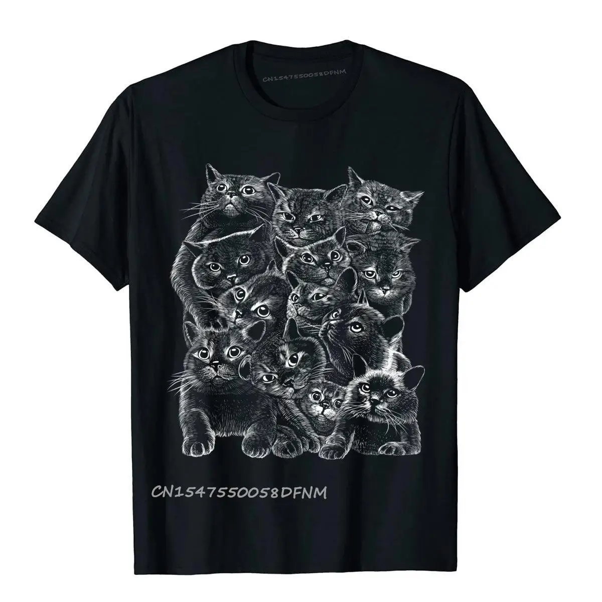 

Cat Group Sketch Premium Cotton Men T Shirts Leisure Cotton T Shirt Faddish Gothic Short Sleeve Clothing Shirt