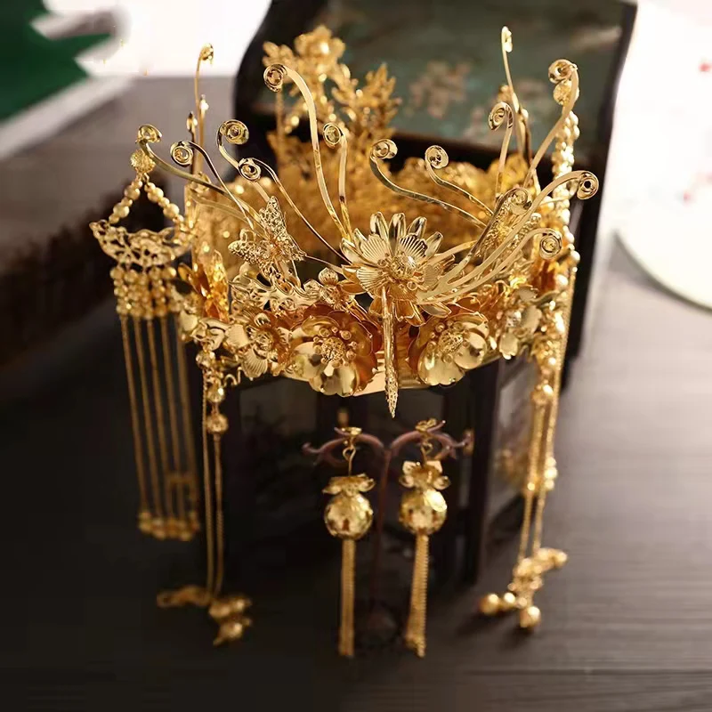 Роскошные золотые короны невесты с Фениксом для женщин свадебная Королевская