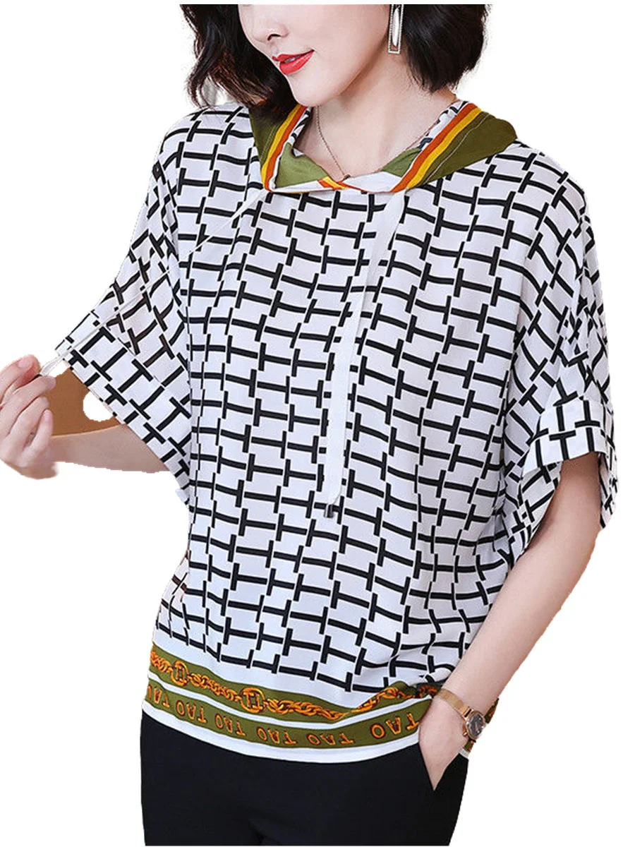 

Блузка женская с коротким рукавом и капюшоном, на весну/лето, G2306